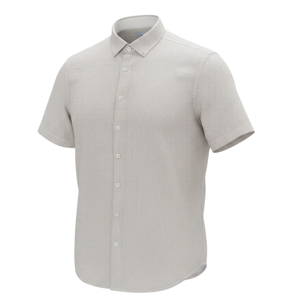 Stone Beige Textured Short Sleeve Shirt