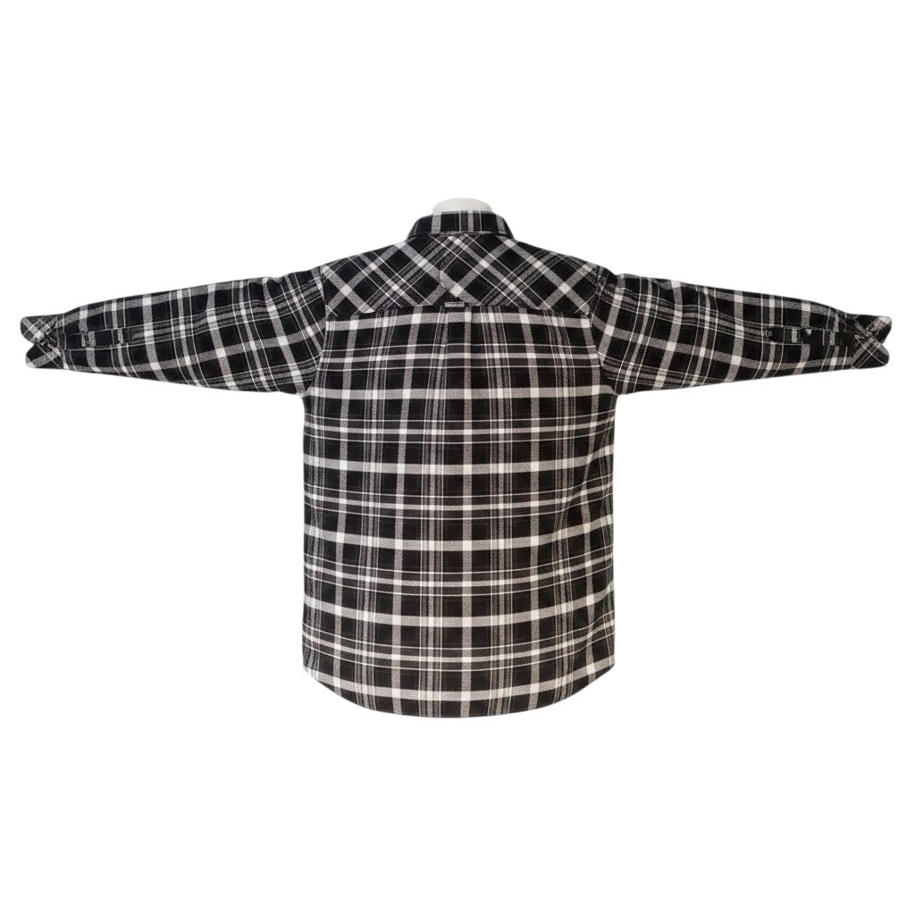 Black White Plaid Flannel Long Sleeve Shirt