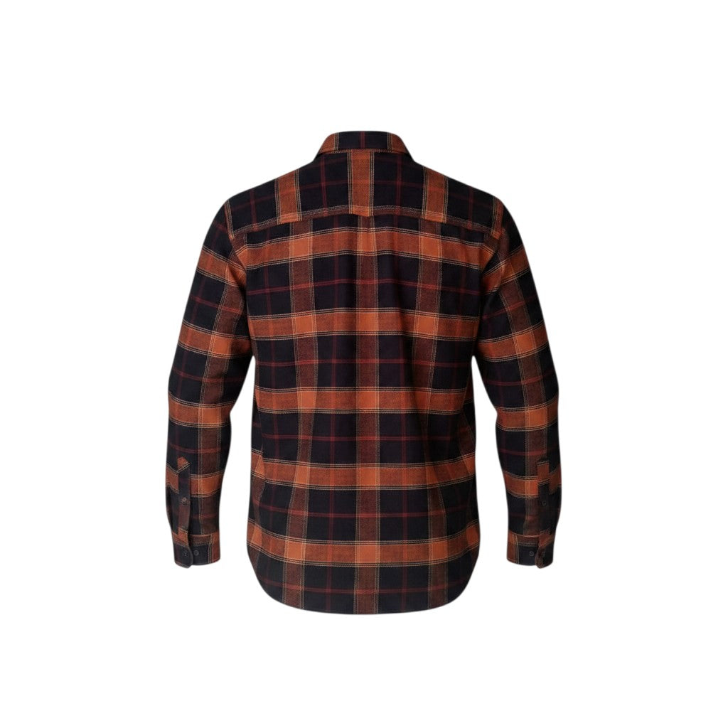 Burnt Orange Black Plaid Flannel Shirt