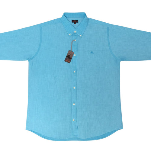 Turquoise Linen Plain Long Sleeve Shirt