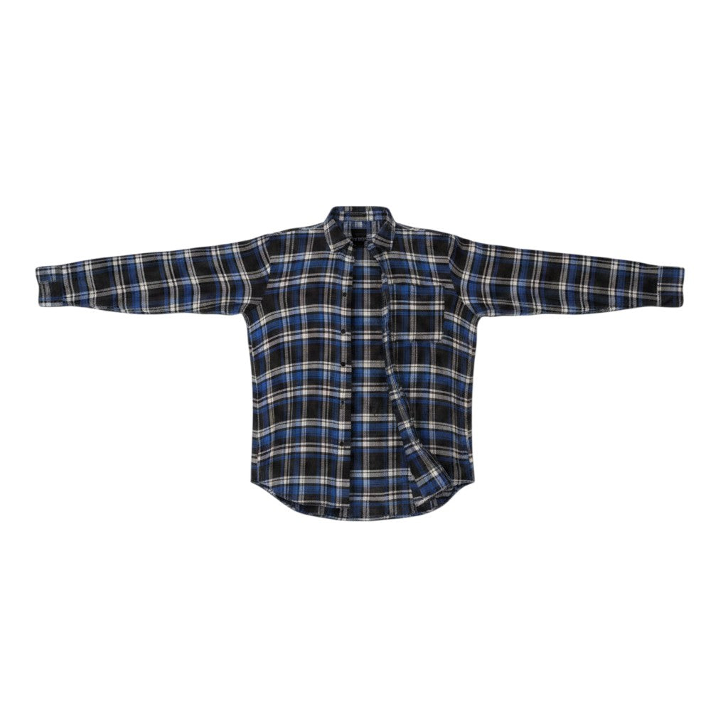 Navy Blue Tartan Plaid Flannel Shirt