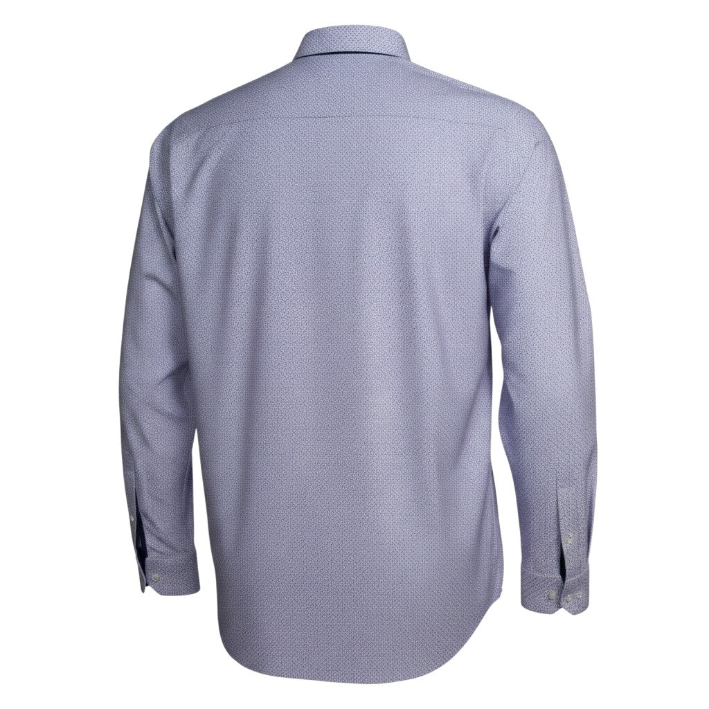 Blue Grey Micro-Print Navy Contrast Shirt