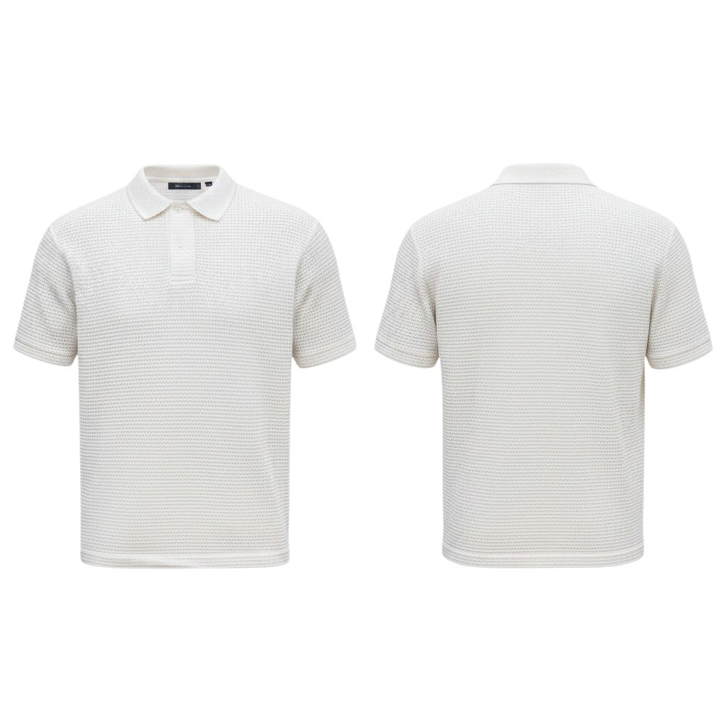 Cream Striped Knit Polo