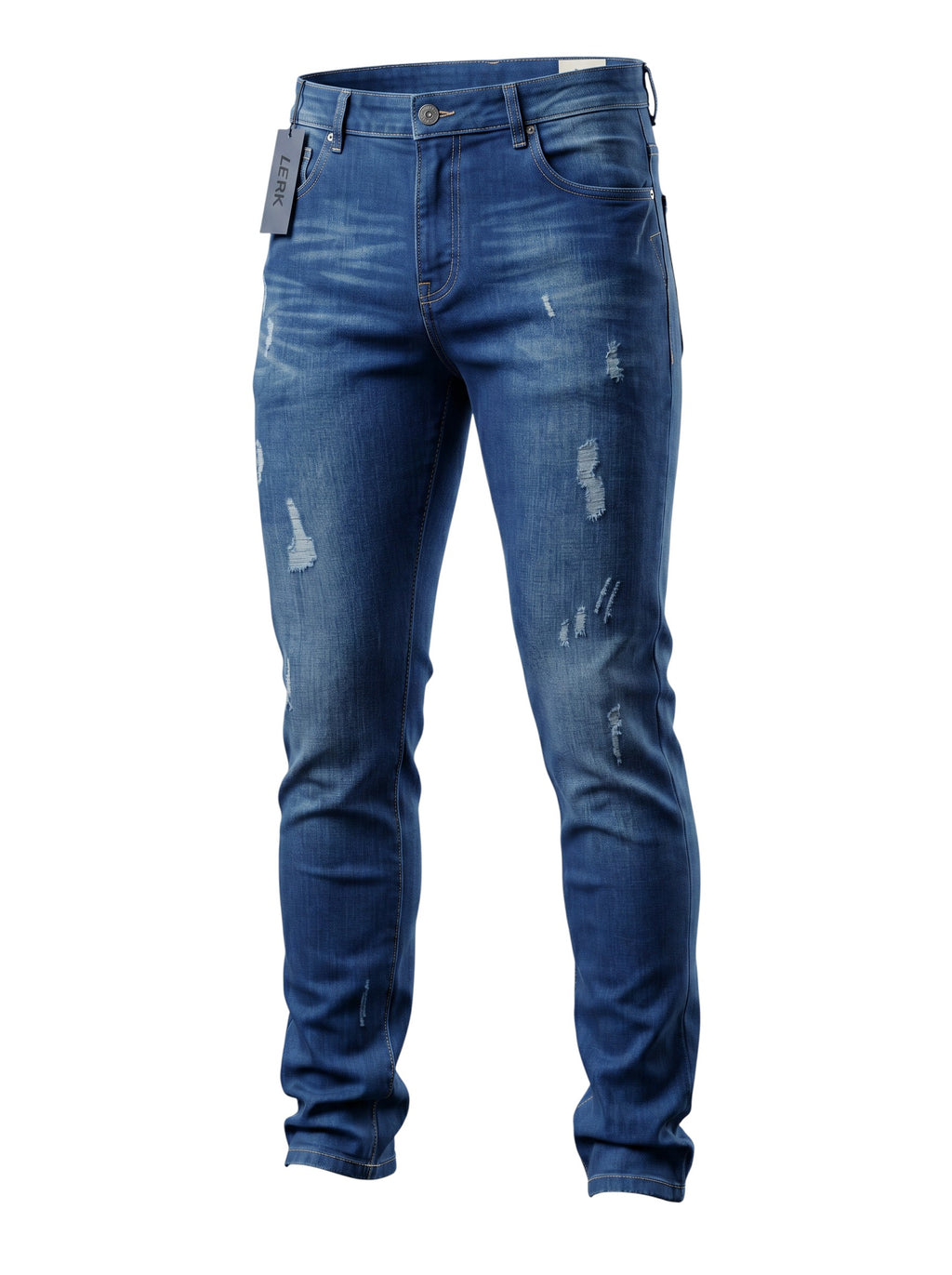 Men's Blue Distressed Slim Jeans