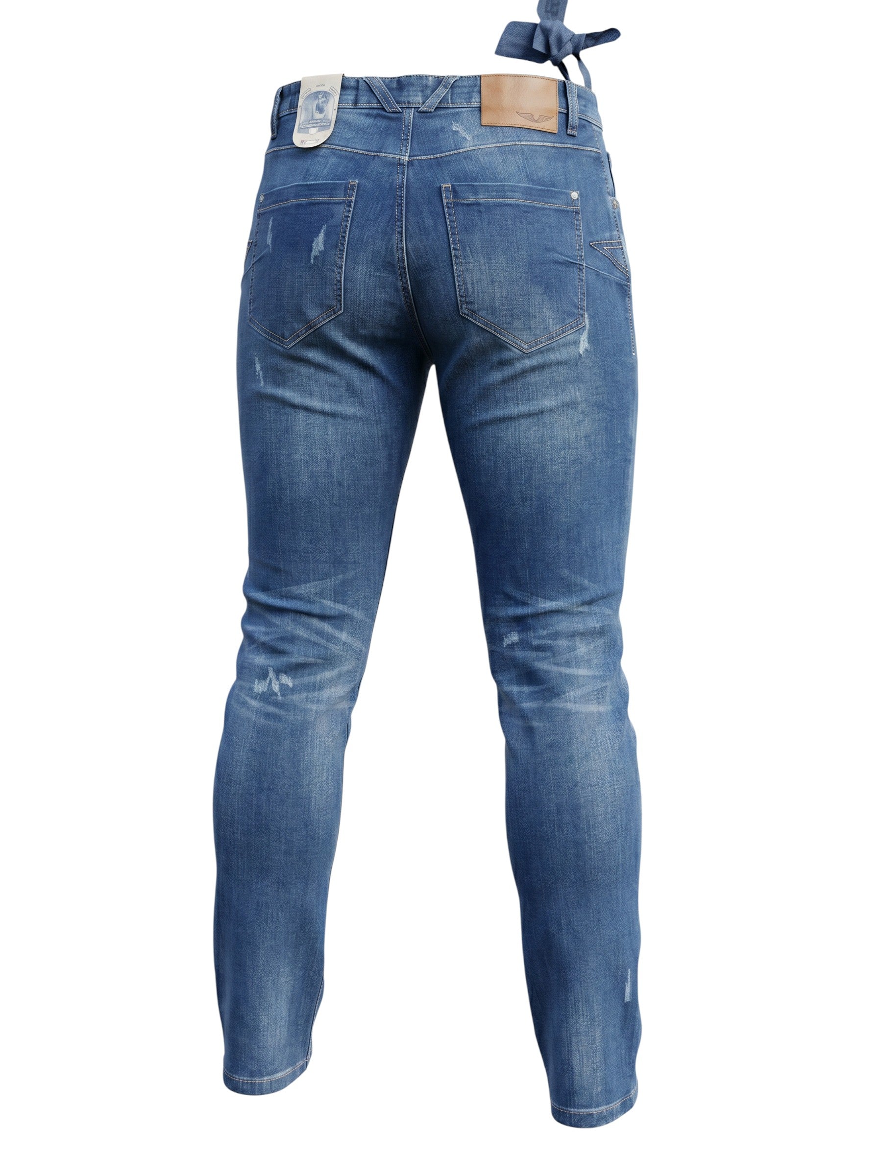 Men's Blue Distressed Slim Jeans
