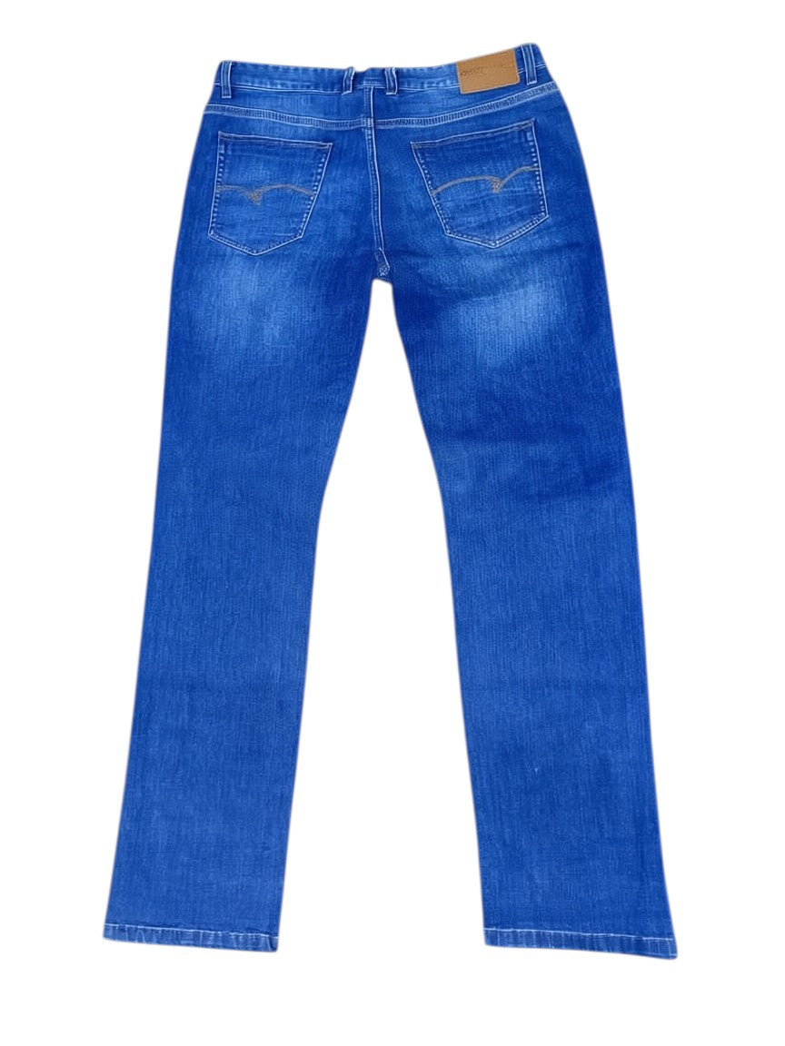 Blue Straight-Leg Denim Jeans