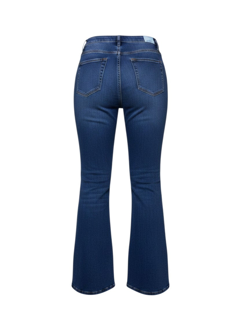 Blue Rhinestone Flame Bootcut Flare Jeans