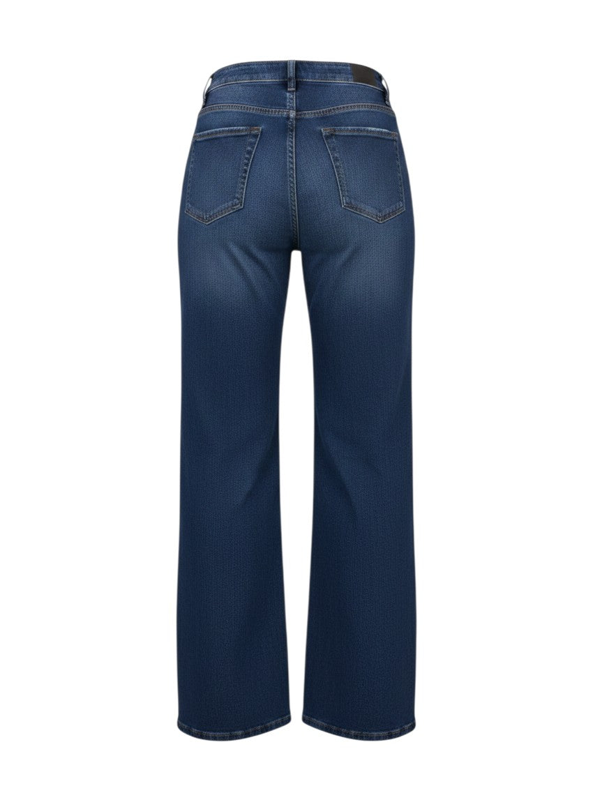 Navy Wide-Leg Ripped Knee Jeans