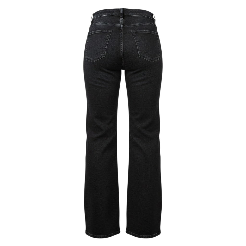 Black High-Rise Straight Wide-Leg Jeans