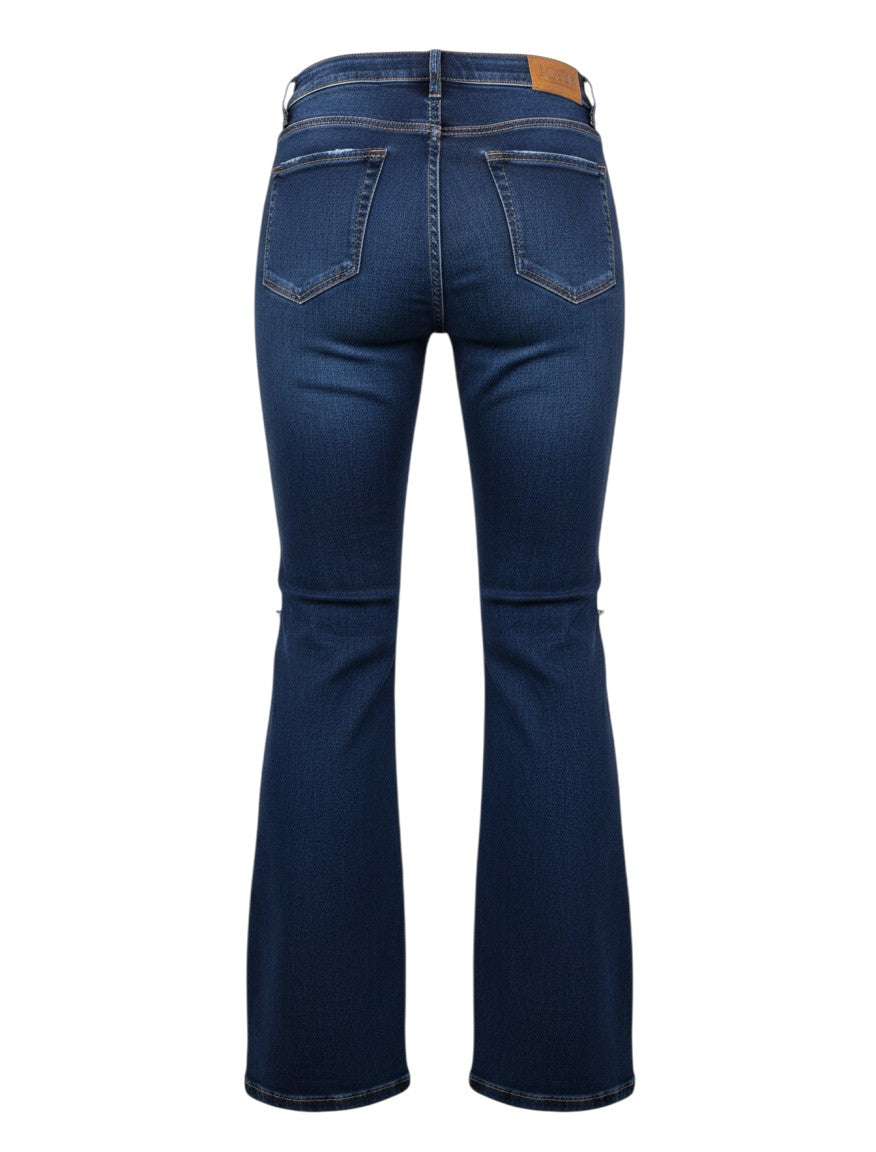 Navy Ripped Knee Cropped Bootcut Jeans