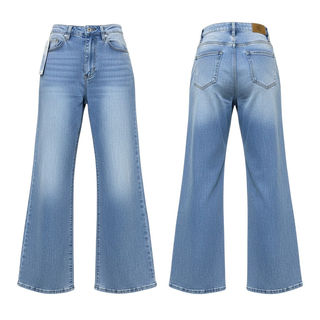 Light Blue Wide-Leg Flare Jeans