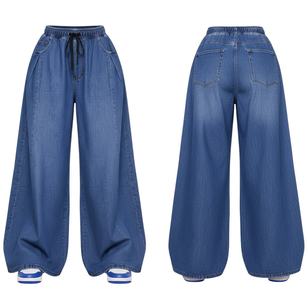 Blue Baggy Wide-Leg Jeans