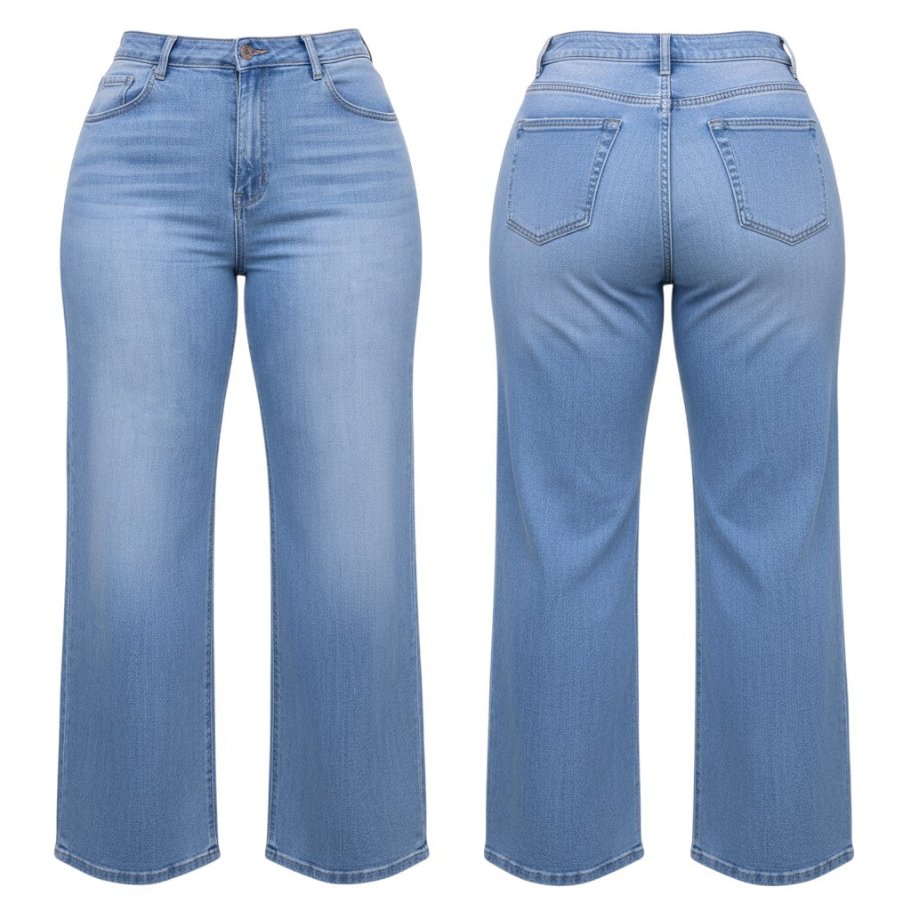 High-Waist Wide-Leg Denim