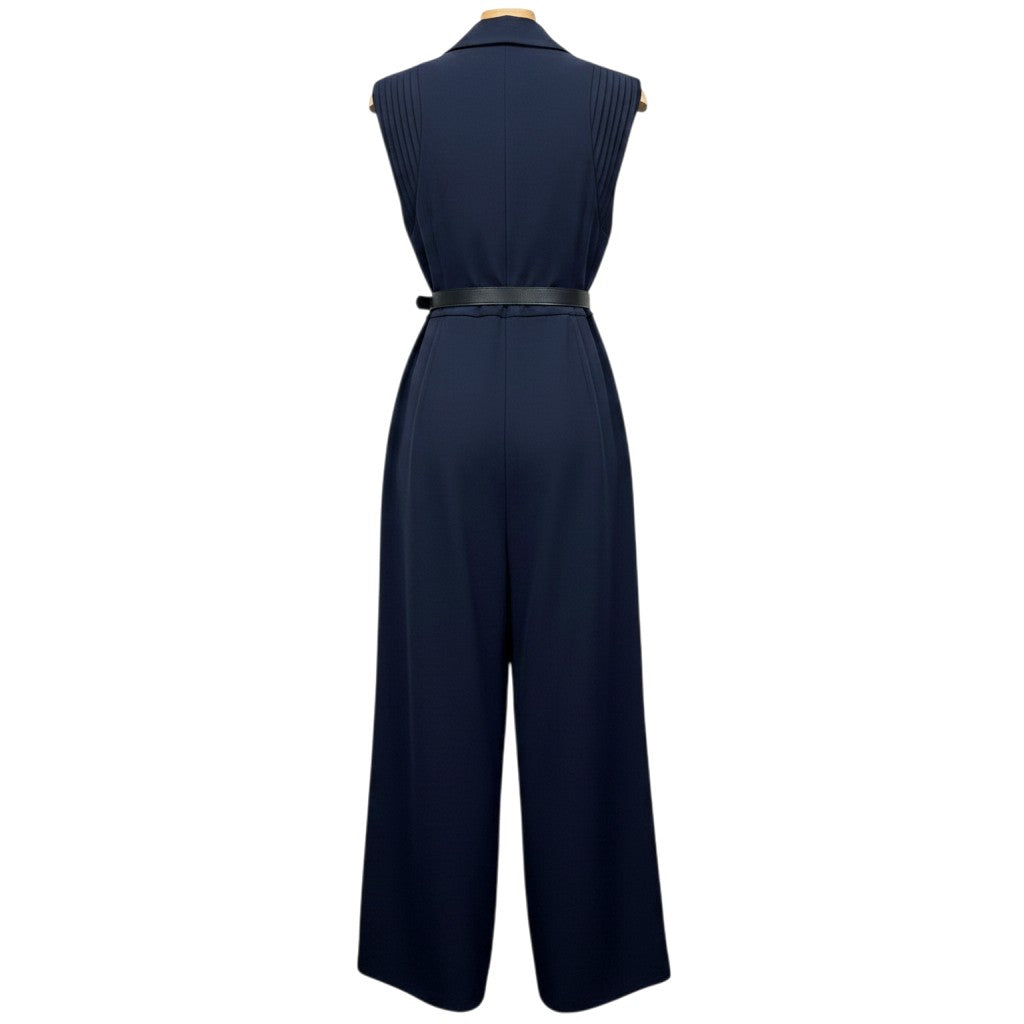 Navy Blue Sleeveless Wide-Leg Jumpsuit