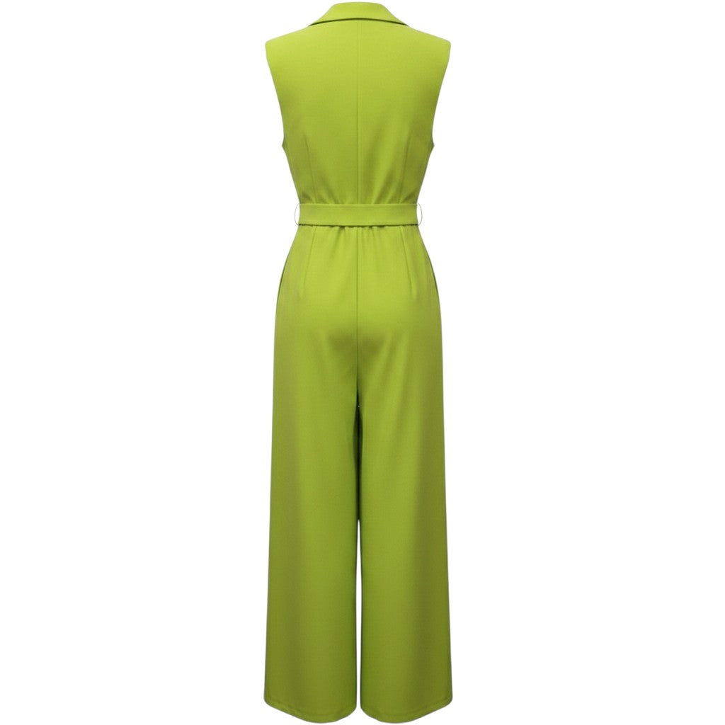 Lime Green Sleeveless Wide-Leg Jumpsuit
