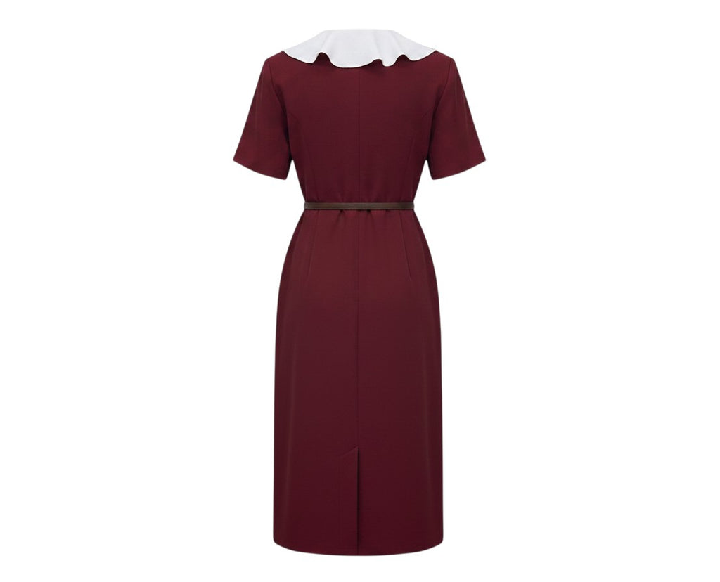 Ruffle Collar Belted Wrap Dress