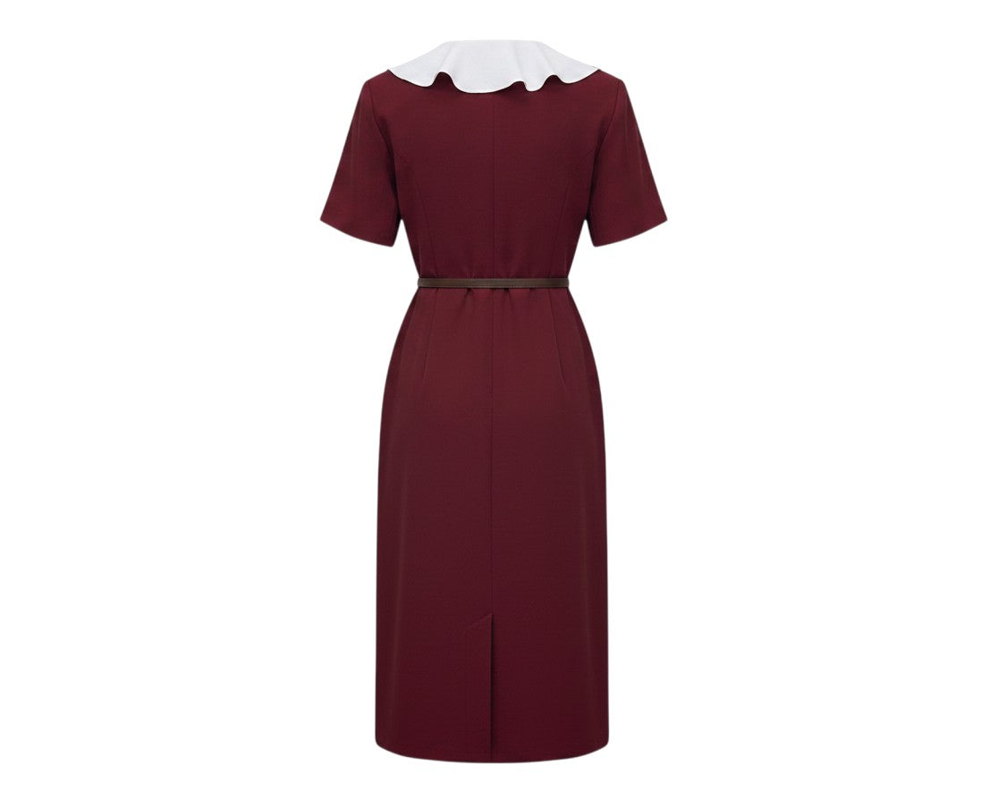 Ruffle Collar Belted Wrap Dress