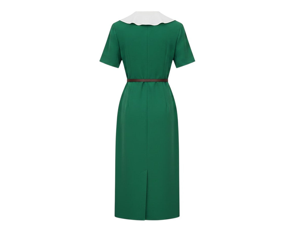 Emerald Green Ruffle Wrap Dress