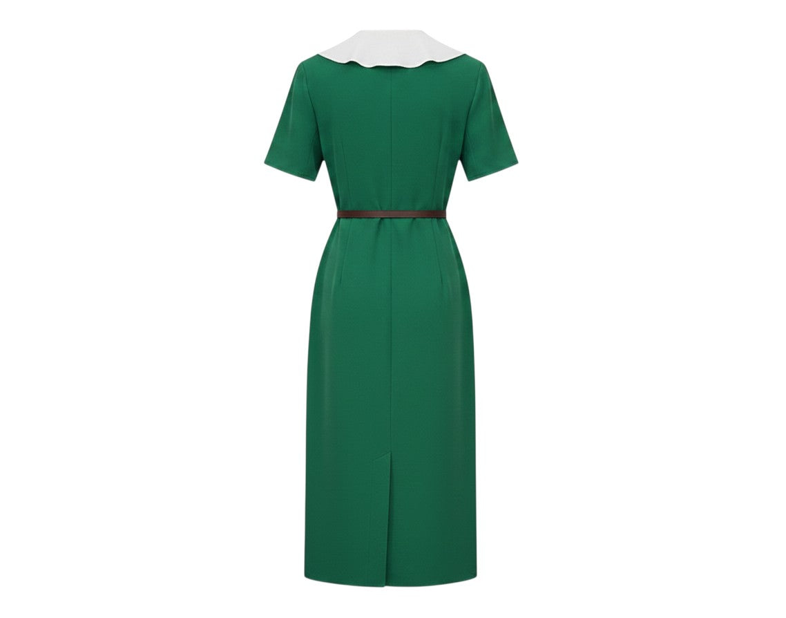 Emerald Green Ruffle Wrap Dress