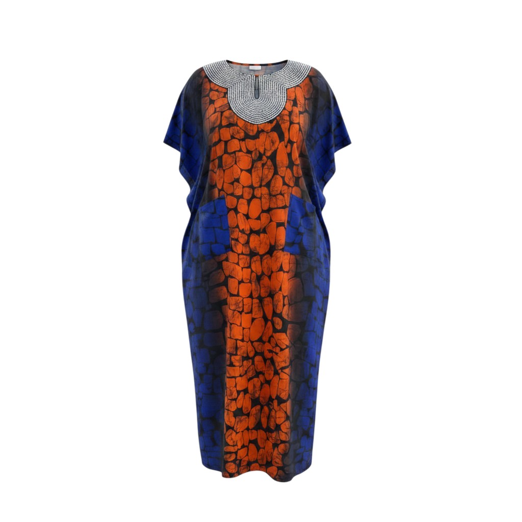 Stone Print Beaded Kaftan