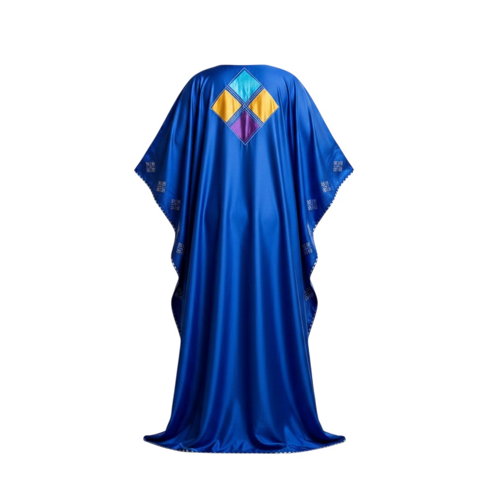 Royal Blue Patchwork Satin Kaftan