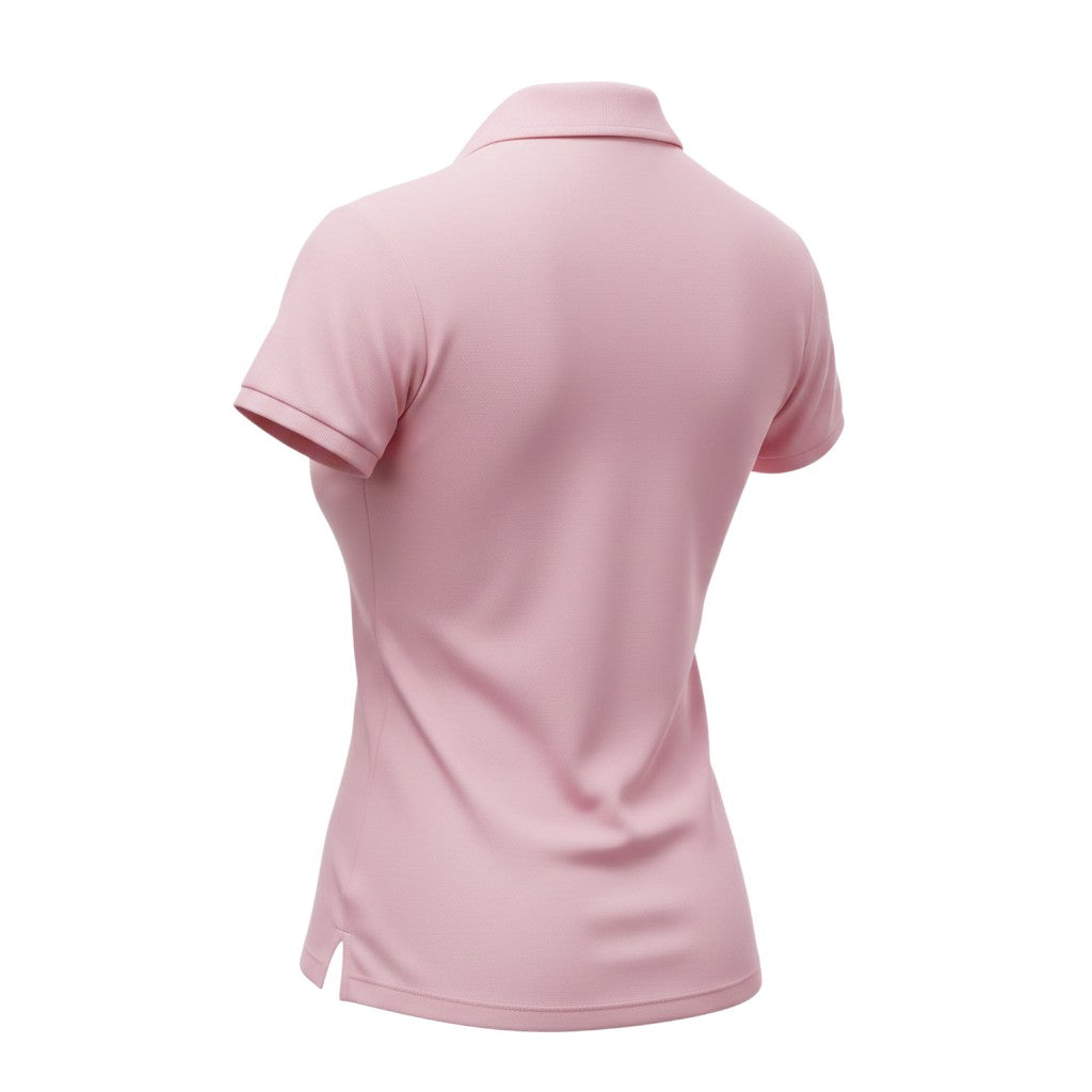 Pink Ribbed V-Neck Polo Top