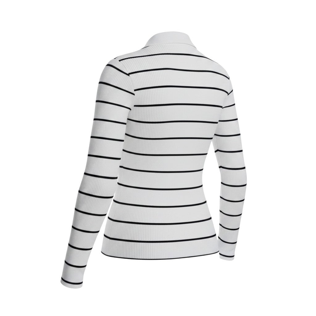 Striped Knit Polo Long-Sleeve Top