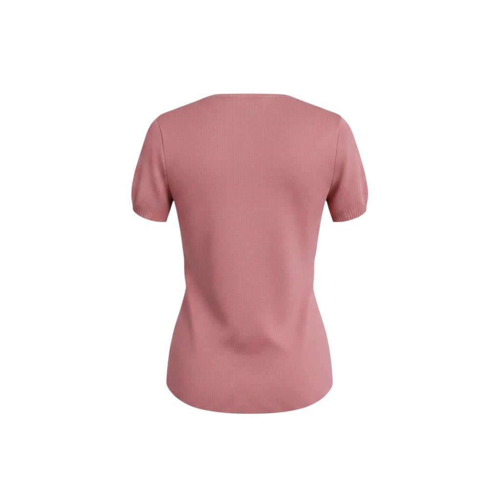 Dusty Rose Wrap Knit Short-Sleeve Top