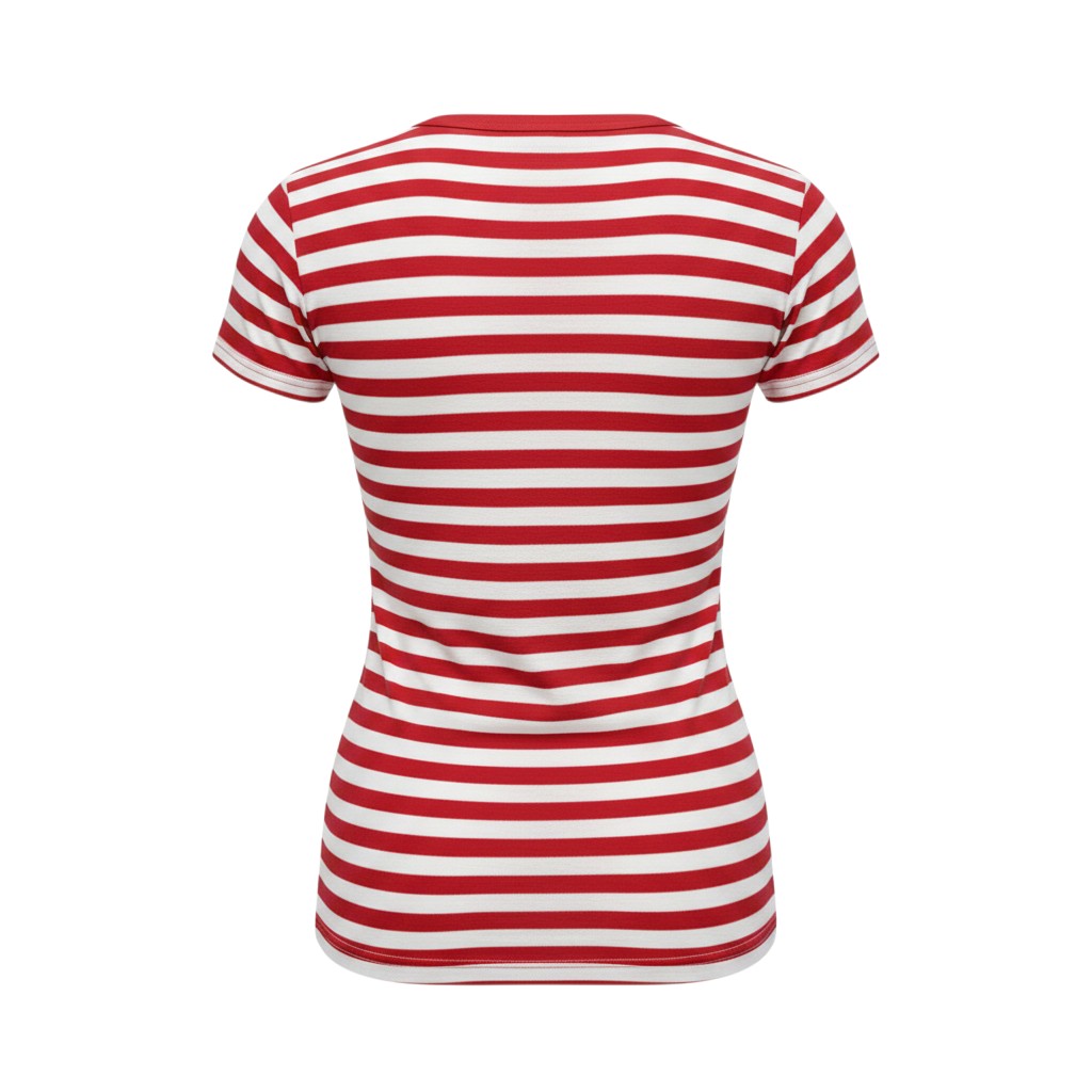 Red White Striped Fitted Crew Tee