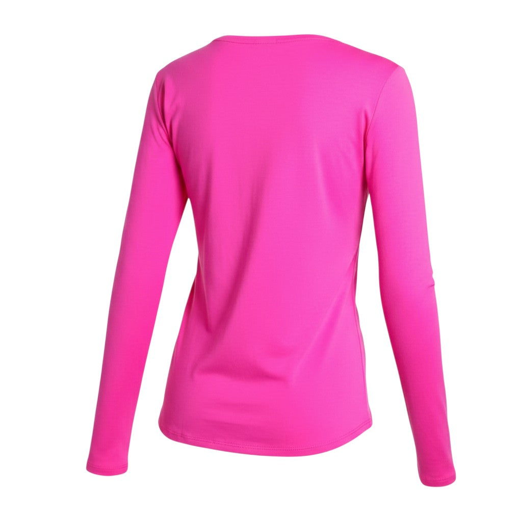 Hot Pink Ruched Asymmetric Long-Sleeve Top