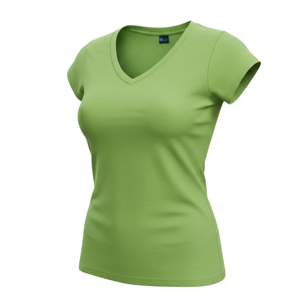 Green Fitted V-Neck Tee
