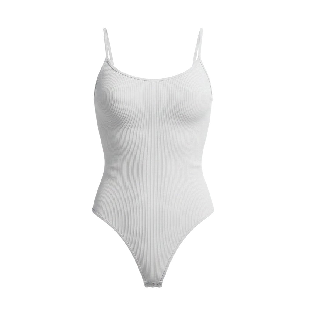 White Ribbed Spaghetti Strap Bodysuit