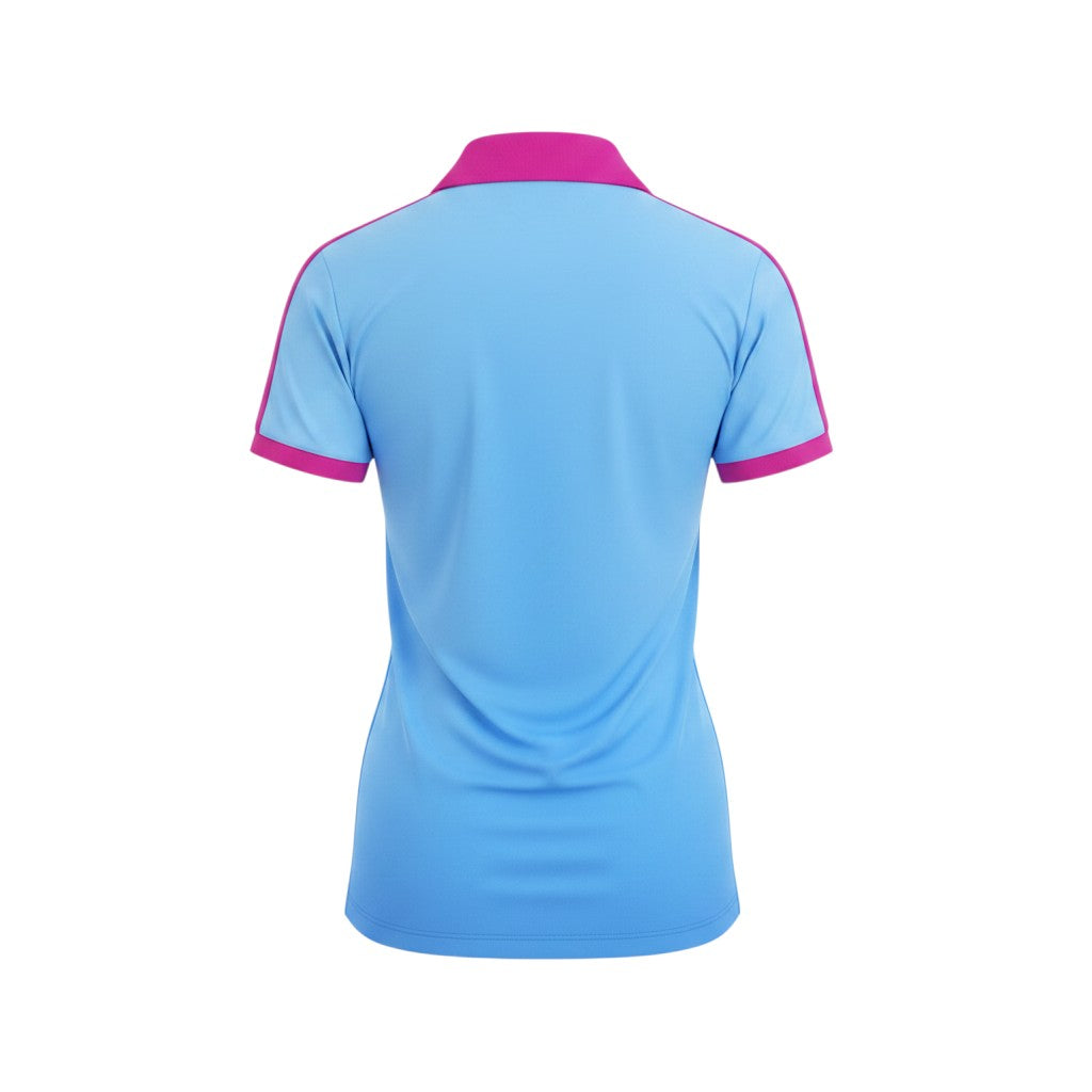 Sky Blue Pink Trim Fitted Polo