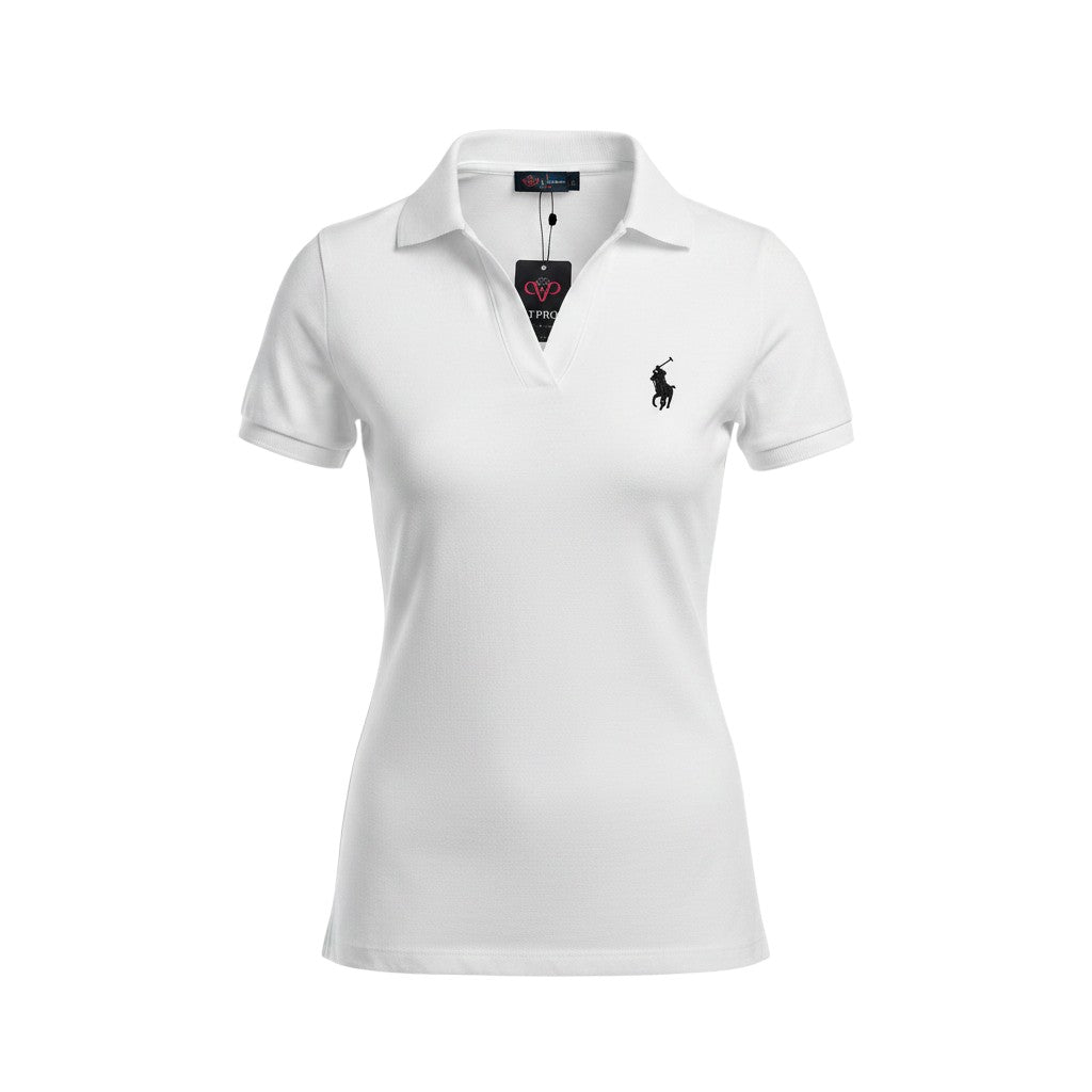 White Fitted Short-Sleeve Polo Shirt