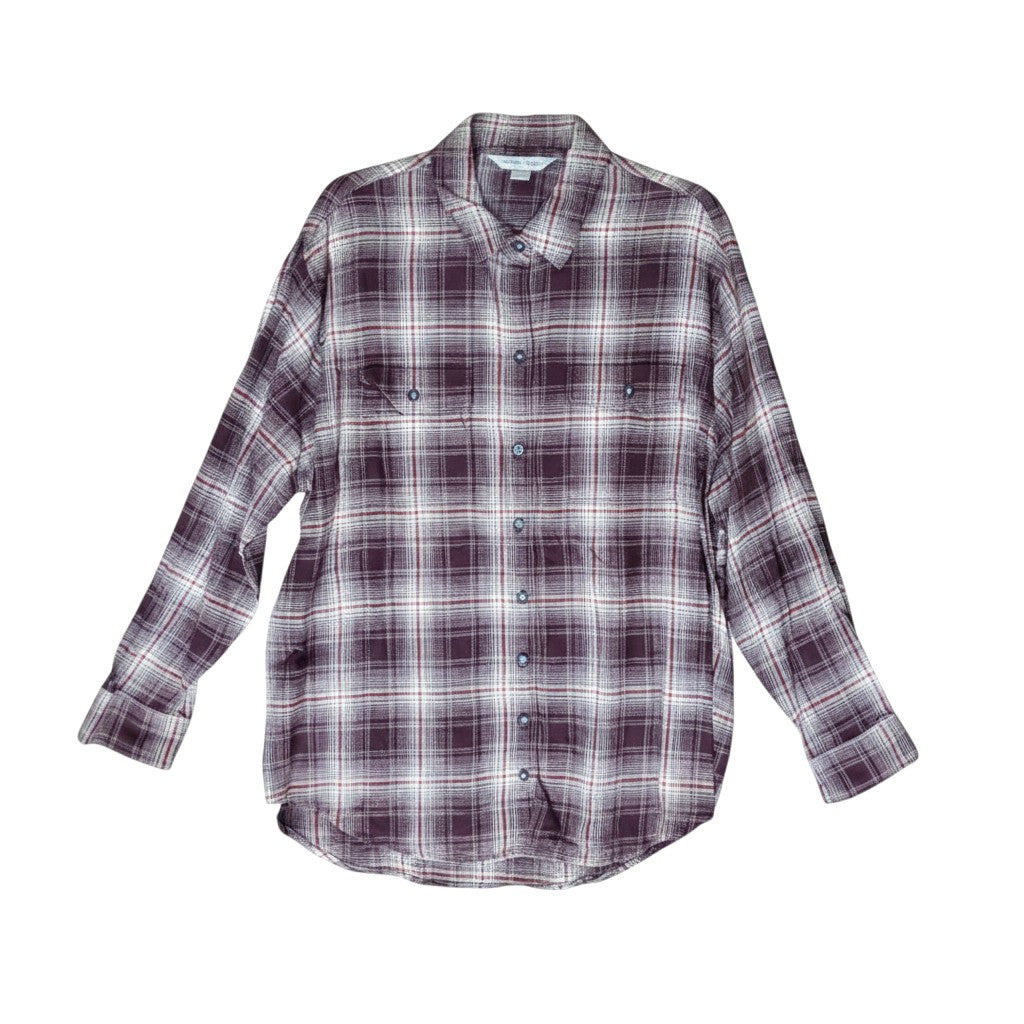 Burgundy Plaid Flannel Oversized Shirt