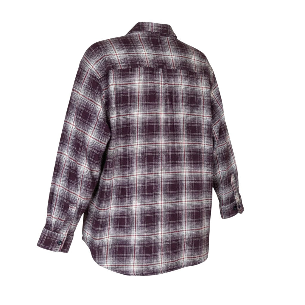 Burgundy Plaid Flannel Oversized Shirt