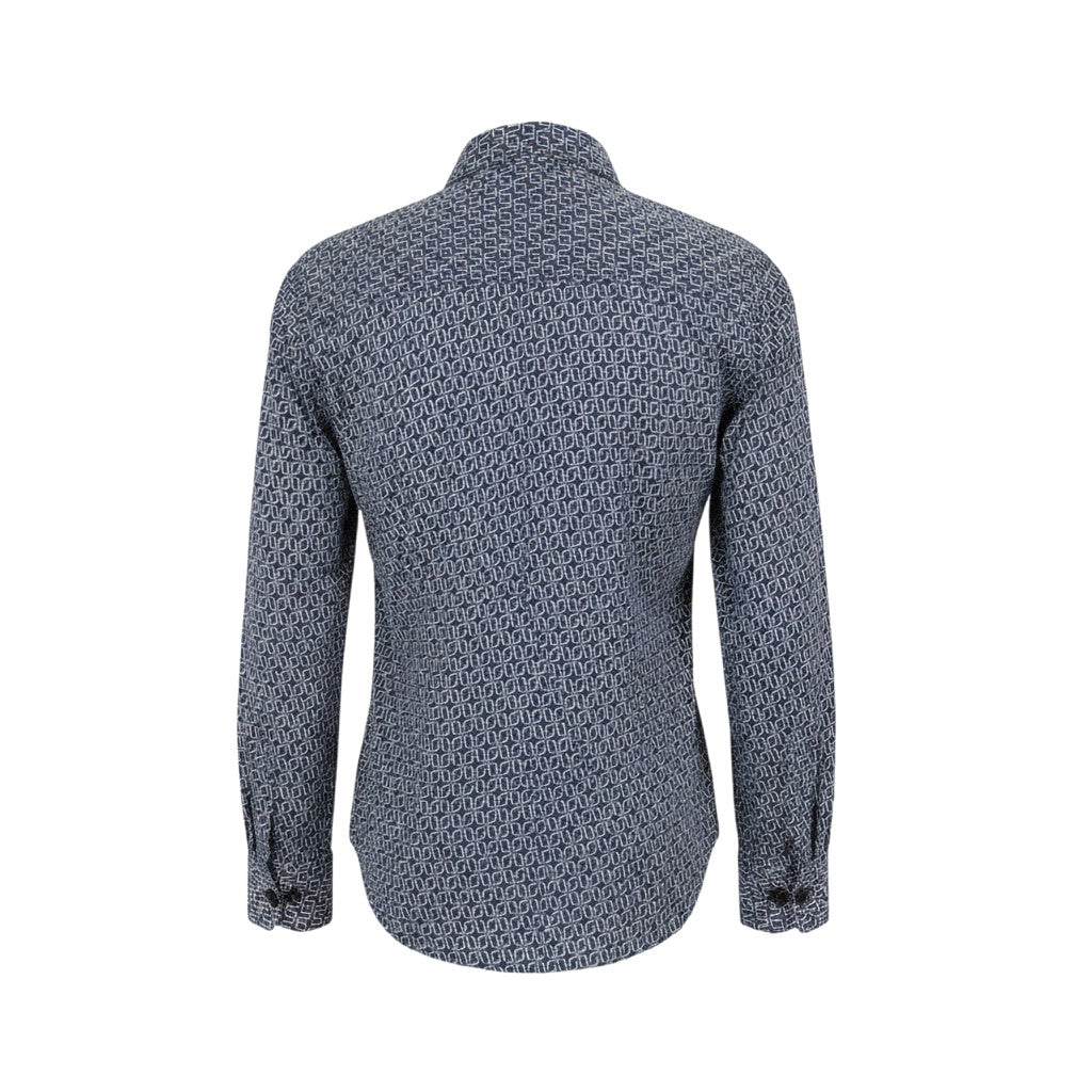 Navy Geometric Print Long Sleeve Shirt