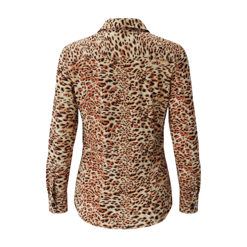 Tan Leopard Print Slim Fit Shirt