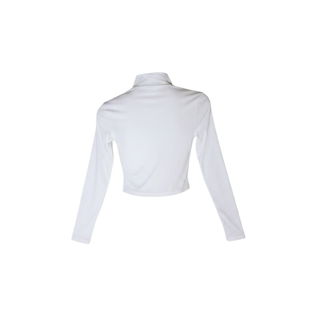 White Cropped Mock Neck Zip Top