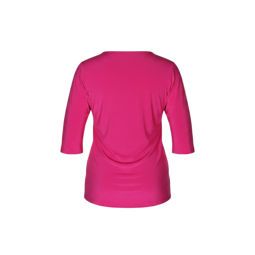 Fuchsia Rhinestone Neckline 3/4 Sleeve Top