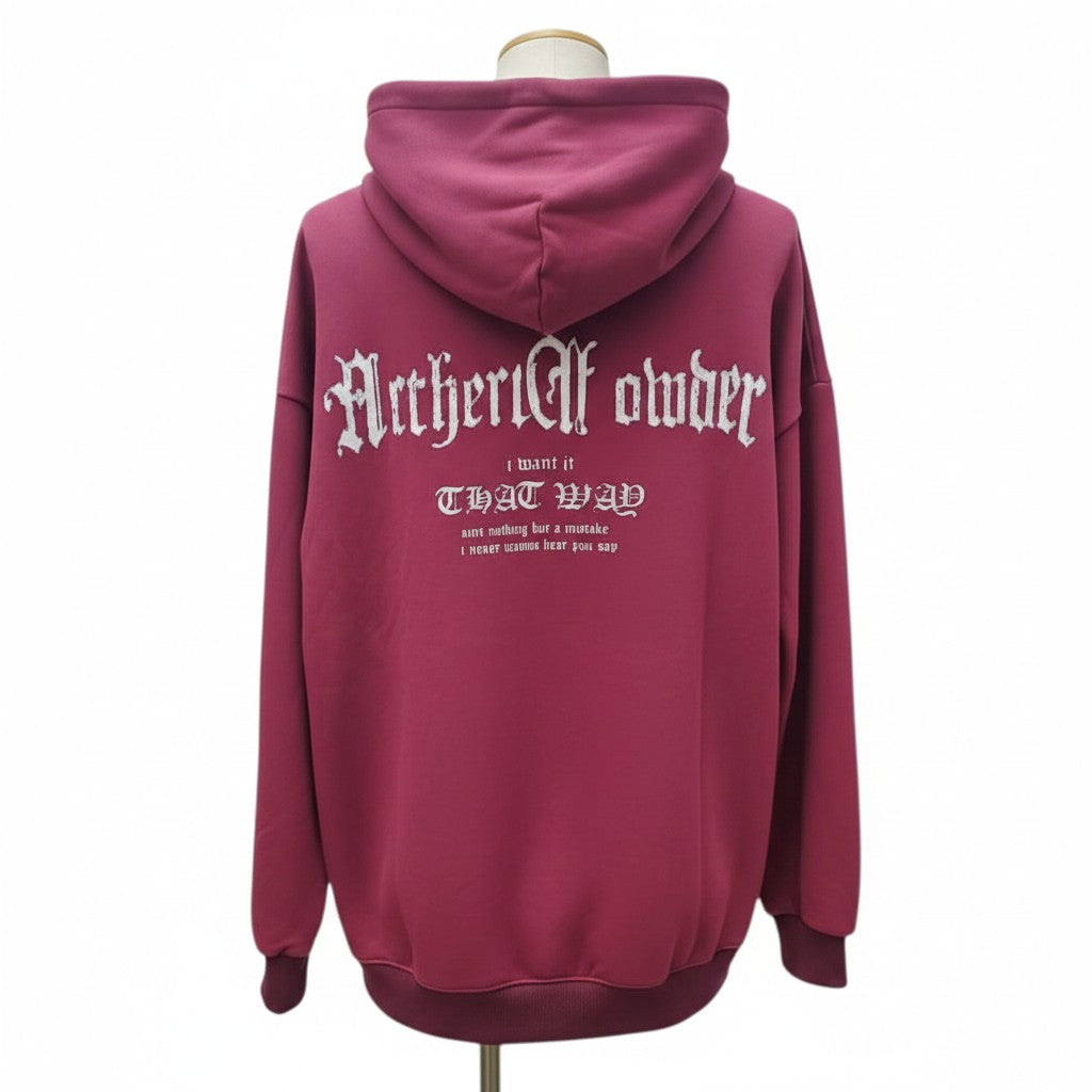 Burgundy Gothic Graphic Oversized Hoodie