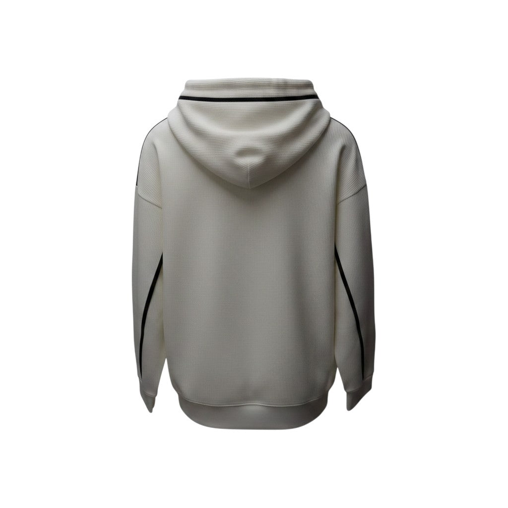 Oversized Cream Contrast Trim Hoodie