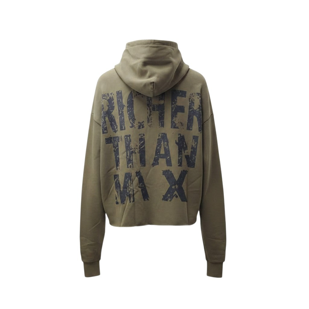 Olive Cropped Money Man Graphic Hoodie