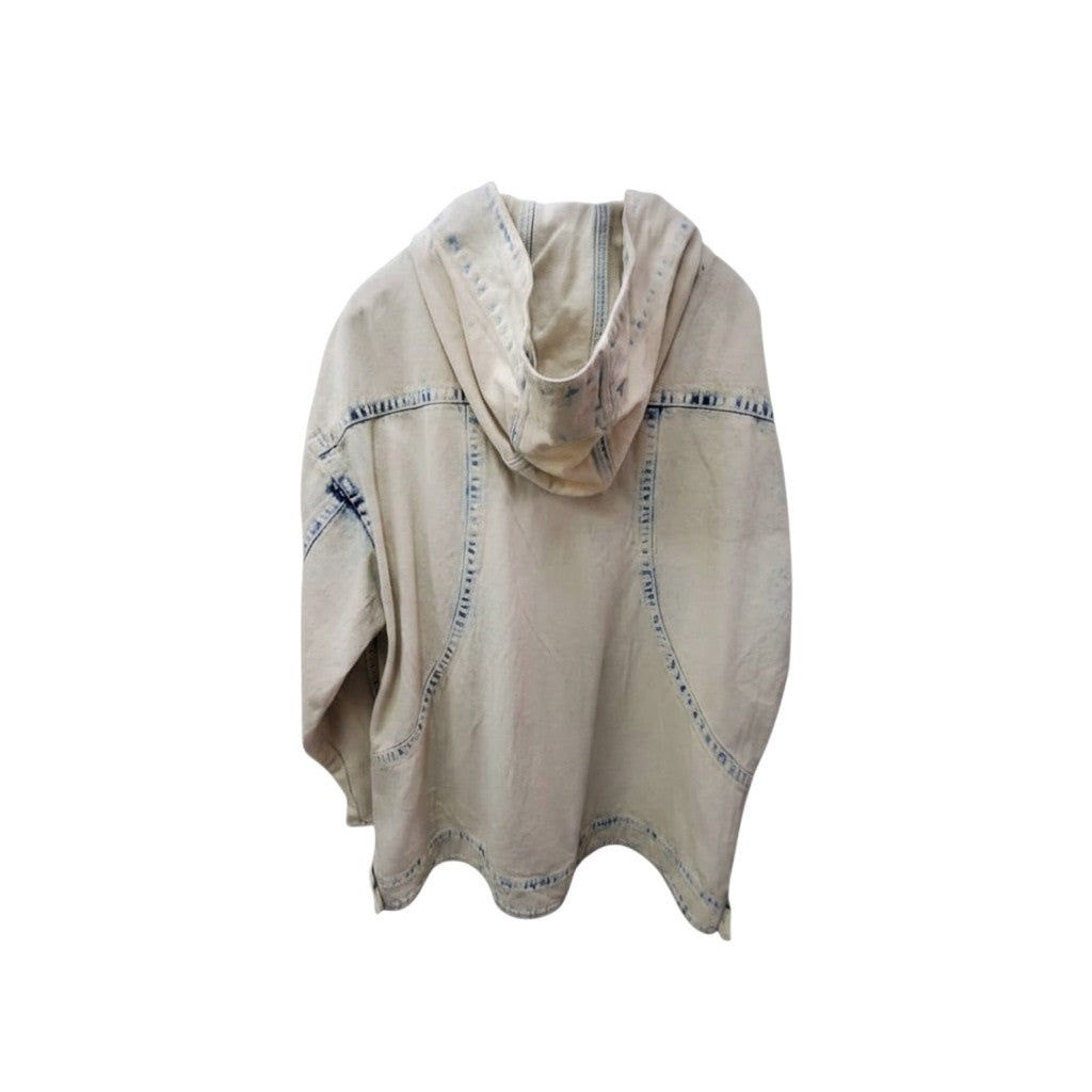 Acid Wash Denim Patch Hoodie