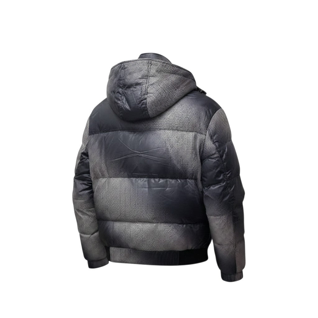 Houndstooth Print Quilted Puffer Jacket