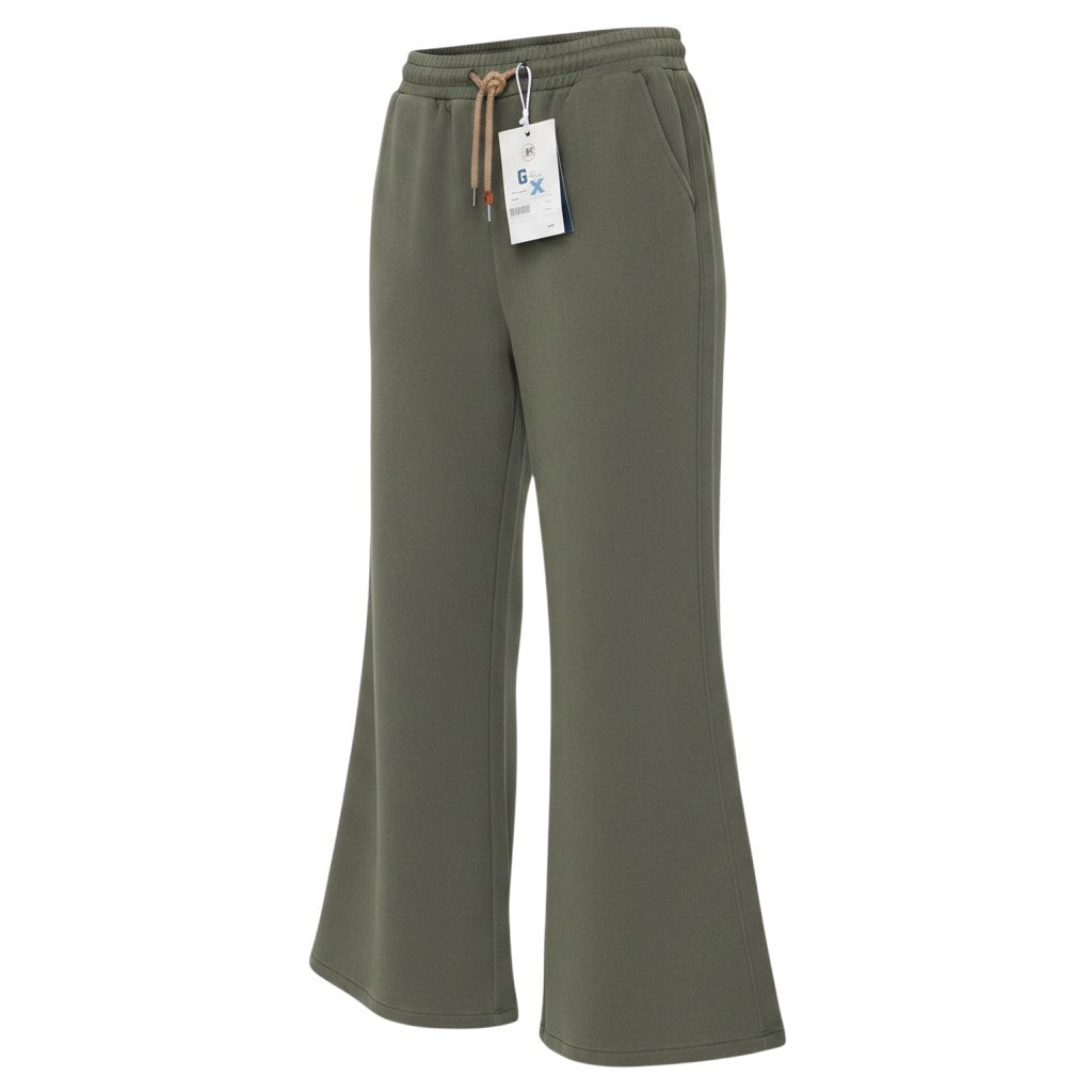 Olive Wide-Leg Flare Sweatpants