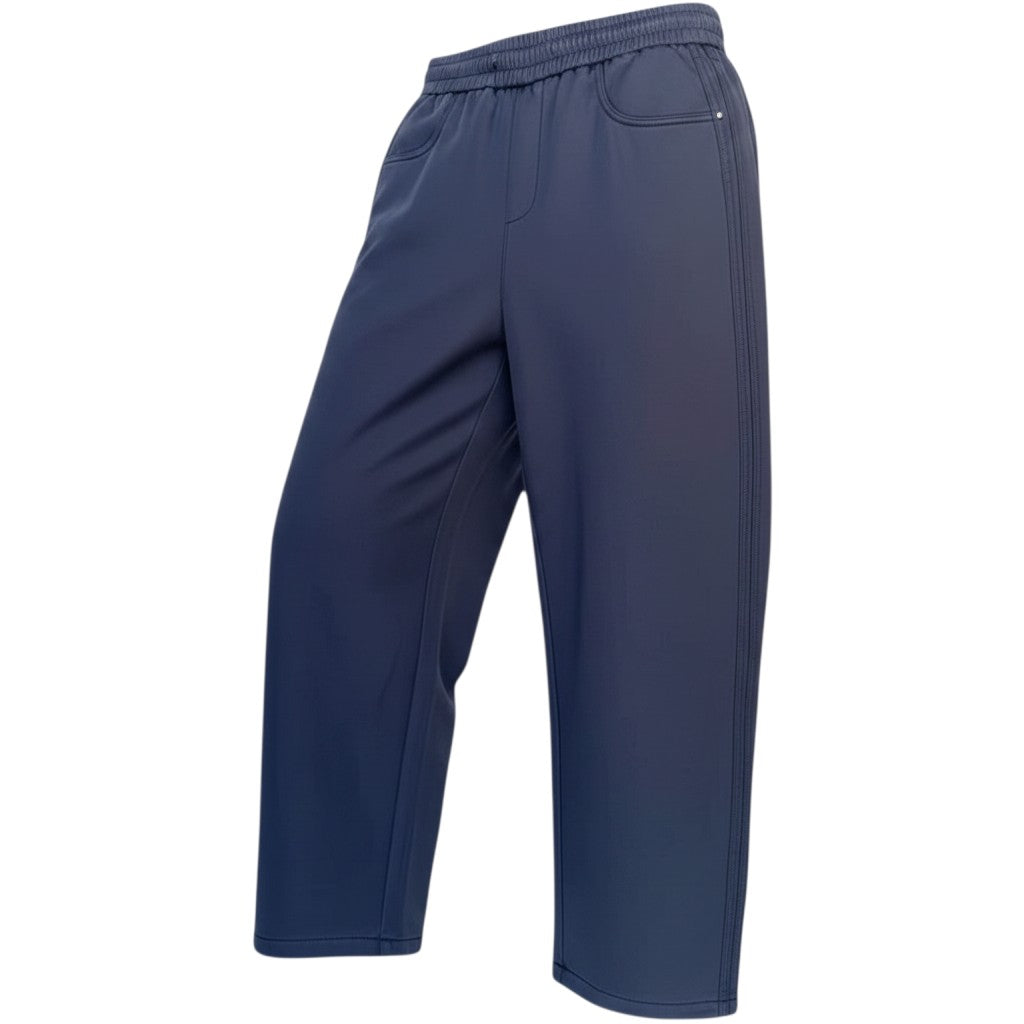 Navy Blue Wide-Leg Track Pants