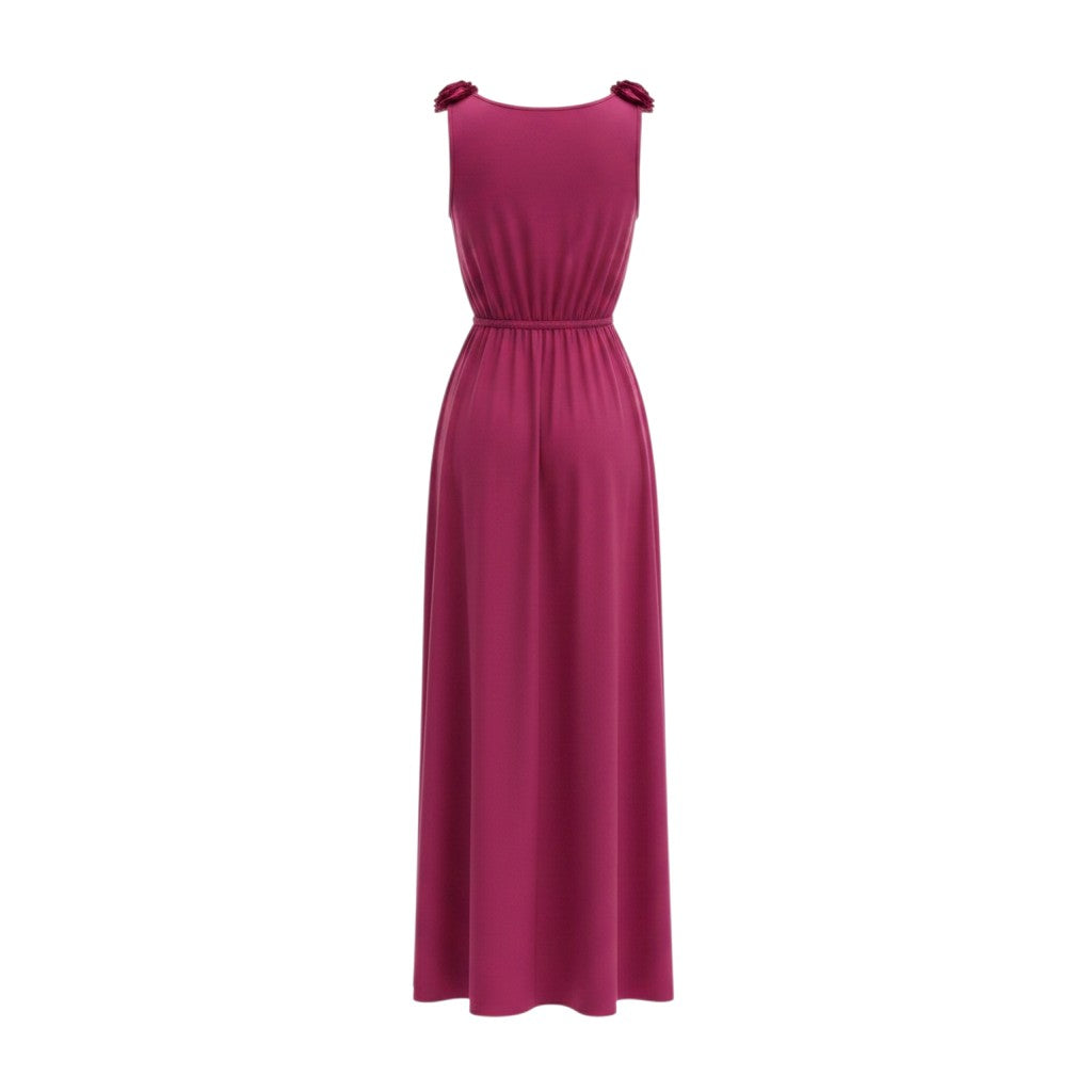 Magenta Floral Strap Maxi Dress