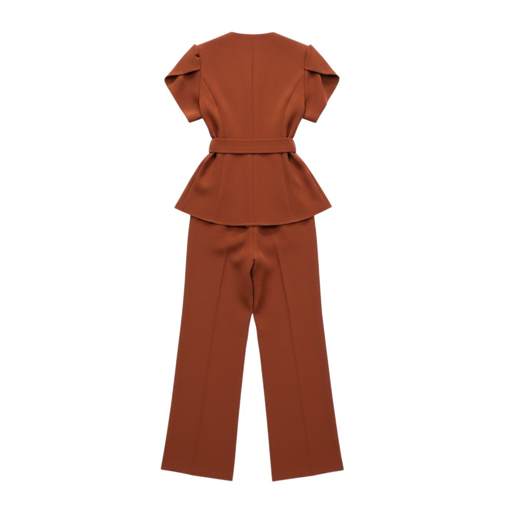 Belted Peplum Blazer & Trouser Set