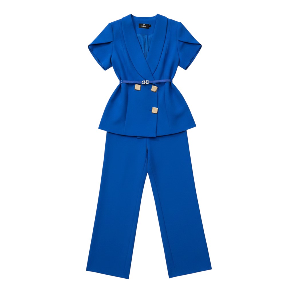 Royal Blue Peplum Blazer & Trouser Set
